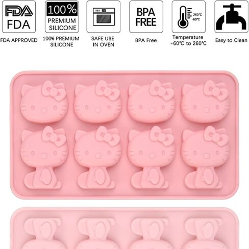 2 Pcs Kitten Silicone Mold,Chocolate Tray for Sugarcraft,Birthday Cake Decoration,Ice Cube,Jelly,Pudding,Gum Paste Icing,Candle,Plaster,Uv Resin,Polymer Clay,Home Decoration,Bath Bomb in Saudi Arabia