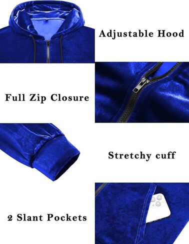 LecGee Mens Tracksuit Long Sleeve Full Zip Velour Hoodie Jacket Jogger Sweatpants Casual Velvet Sweatsuits Set M-3XL in Kuwait