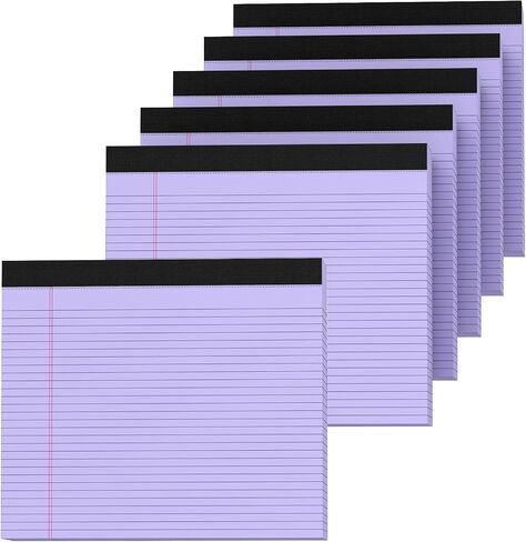 6 Pack Legal Pads 11 x 9.5 Inch Note Pads College Ruled Notepads 80GSM Purple Pads of Paper Perforated Legal Pad 30 Sheets Writing Pads Large Size Line Notepad for School, Home, Office in Saudi Arabia