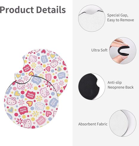 Cute Cartoon Car Accessories Thickened Steering Wheel Cover, with 2 Pieces Car Coasters Women Men Car Steering Wheel Covers Protector Universal 15 Inch (BIACK A) in Saudi Arabia