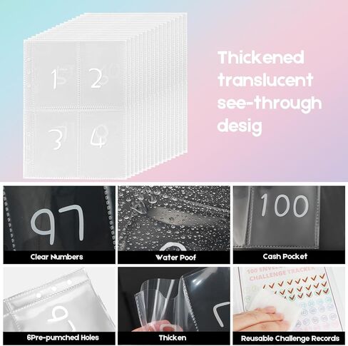 100 تحدي توفير المال في ظرف، كتاب تحدي التوفير مع مغلف ومتتبع التحدي، مجلد كتاب الميزانية لتحدي التوفير، كتاب تخطيط الميزانية، طرق ممتعة وسهلة لتوفير 5,050 دولارًا (وردي فاتح) in Kuwait