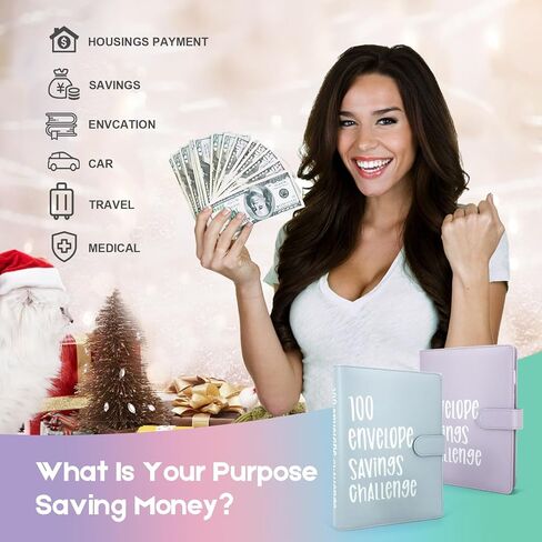 100 تحدي توفير المال في ظرف، كتاب تحدي التوفير مع مغلف ومتتبع التحدي، مجلد كتاب الميزانية لتحدي التوفير، كتاب تخطيط الميزانية، طرق ممتعة وسهلة لتوفير 5,050 دولارًا (وردي فاتح) in Kuwait
