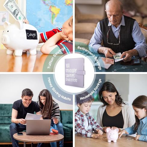 100 تحدي توفير المال في ظرف، كتاب تحدي التوفير مع مغلف ومتتبع التحدي، مجلد كتاب الميزانية لتحدي التوفير، كتاب تخطيط الميزانية، طرق ممتعة وسهلة لتوفير 5,050 دولارًا (وردي فاتح) in Kuwait