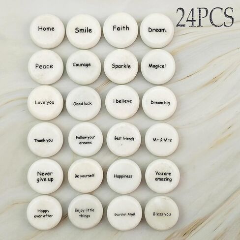 24PCS Inspirational Heart Stones with Different Sentiment Words, Encouragement Stones for Healing Meditation,Heart Stone Gifts for Friends,Families,Home Decor in Saudi Arabia