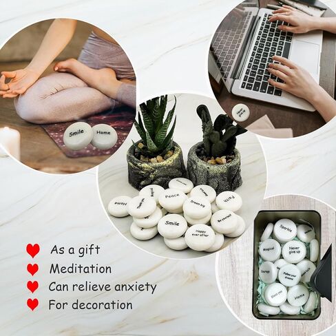 24PCS Inspirational Heart Stones with Different Sentiment Words, Encouragement Stones for Healing Meditation,Heart Stone Gifts for Friends,Families,Home Decor in Saudi Arabia