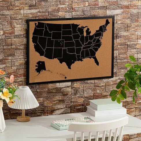 30" x 20" Large Us Push Pin Travel Map with 500 Colorful Pins Us Map Pin Cork Board Black Frame and Pins Us Map to Mark Travels for Home and Office Wall Decor Gift in Saudi Arabia