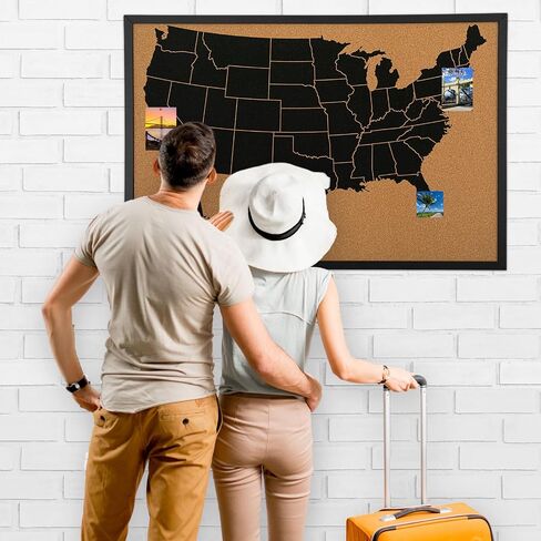 30" x 20" Large Us Push Pin Travel Map with 500 Colorful Pins Us Map Pin Cork Board Black Frame and Pins Us Map to Mark Travels for Home and Office Wall Decor Gift in Saudi Arabia