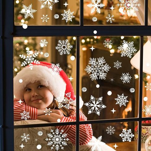 235 PCS Christmas Decorations Window Clings Snowflake Window Clings Stickers for Glass Xmas Window Decorations in Saudi Arabia