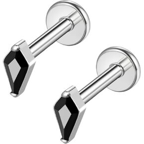 G23 Hypoallergenic 18g Flat Back Studs Earrings F136 Implant Grade Titanium Tiny Press Fit Threadless Push in Cartilage Helix Labret Lip Conch Tragus Piercing Jewelry