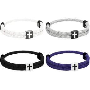 NEWITIN 4 Pieces Braided Cross Bracelets for Men Adjustable Rope Bracelets with Metal Knot Family Friend Couple Jewelry Friendship Gift for Women Men