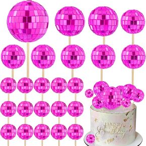 21 PCS Disco Ball Cupcake toppers Happy Birthday Cake Topper 1970s Disco Ball Cake Decorations Disco Theme Cake Picks for Disco Theme Party 70s Theme Party Favor