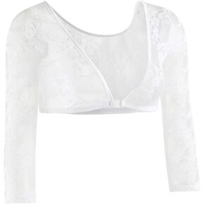 Sleevey Wonders Women's Basic 3/4 Length Slip-on Lace Sleeves White