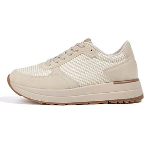 LUCKY STEP Women's Platform Fashion Sneakers Retro Neutral Classic Trainers Colorblock Casual Lace-up Stylish Tennis Chunky Walking Shoes