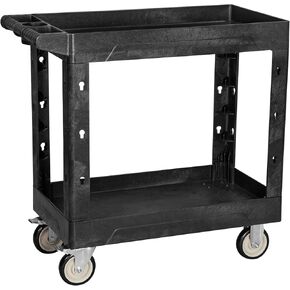 Service Utility Plastic Tool Cart, 34 x 17-Inch Rolling Cart Huge Storage W/Deep 2-Shelf Heavy Duty Cart with Wheels,550 lbs Capacity Organizer for Garage,Warehouse,Workshop in Saudi Arabia
