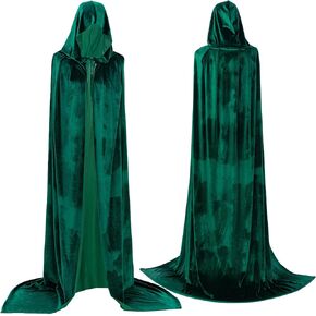 Velvet Hooded Cloak Cape Witch Costumes Victorian Vampire Cloak with Hood Wizard Robe Halloween Costume for Adults