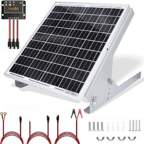 20 Watt 12V Solar Panel Kit with Adjustable Solar Panels Tilt Mount Brackets and 5A 12V/24V PWM Solar Charge Controller for 12V Battery RV Boat Homes and Any Off-Grid Applications