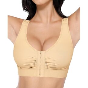 FeelinGirl Front Closure Post Surgery Compression Everyday Bra with Adjustable Straps Wirefree Bras