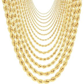 Nuragold 14K Yellow Gold Rope Diamond Cut Chain Necklace/Lengths 16"- 30" / Widths 1.5mm - 10mm / Italian Made Jewelry for Men and Women