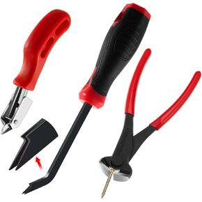 WILLBOND 3 Pcs Upholstery Staple Remover Tools Set Including End Cutting Plier, Staple Puller, Tack Lifter Nail Puller and Staple Remover Tool Set for Furniture Floor Wall Car Photo Frame