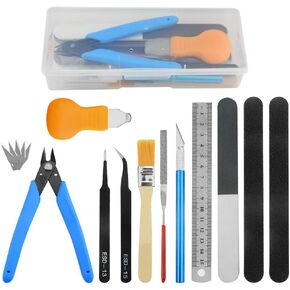 XINGYHENG 16Pcs Modeler Basic Tools Craft Set for Gundam Model Tools Kit with Plastic Box for Model Assemble Car Hobby Model Building Repairing and Fixing DIY Craft kit