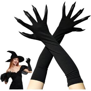 Cat Claw Gloves Black Halloween Costumes for Women Long Fingernails Claw Gloves Prop Wolf Claws Gloves for Halloween Party Cosplay