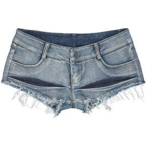 Womens Low Waist Denim Shorts Hot Pants Washed Distressed Jeans with Buttons