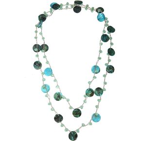 Layered Beaded Necklace for Women, Flat Coin Shell Beads Long Necklace Statement Necklace Shell Strand Necklace Handmade Jewelry