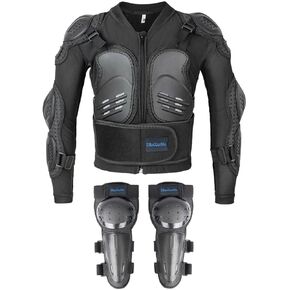 Kids Motorcycle Jacket Armor Suit-Dirt Bike Gear for Children,Back Chest Knee Protection for Cycling SkateBoard Skiing