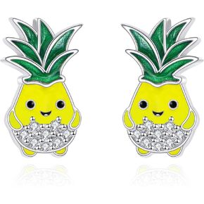 Pineapple Earrings for Women 925 Sterling Silver Summer Earrings Fruit Earrings Pineapple Hawaiian Jewelry