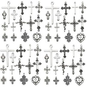 WOCRAFT 120pcs Antique Silver Cross Charms for Jewelry Making Alloy Cross Charms for DIY Crafts (SN024)