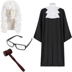 Judge Costume with Judge Collar Toy Gavel - Halloween Judge Costume Perfect for Halloween and Cosplay Parties