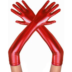 Lystaii Metallic Gloves 17 In Long Shiny Spandex Glove Halloween Costume Party Cosplay