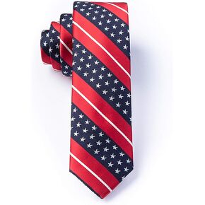 Men's Red White Blue Freedom USA Stars & Stripes American Flag Patriotic Tie Necktie