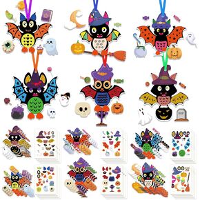HOWAF Bat Craft Kit Stickers 24 Pack Halloween Crafts Sticker Kits for Kids Make Your Own Bat Ornament, DIY Bat Trick or Treat Projects for Halloween Holiday School Classroom Activities