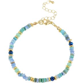 Sonateomber Gold Gemstone Beaded Bracelets for Women, Boho Handmade Stackable Crystal Natural Stone Bracelet Summer Beach Bohemian Jewelry Gift