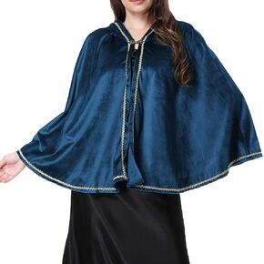 GRAJTCIN Renaissance Medieval Hooded Cape, Adult Velvet Cloak Halloween Victorian Capelet for Women