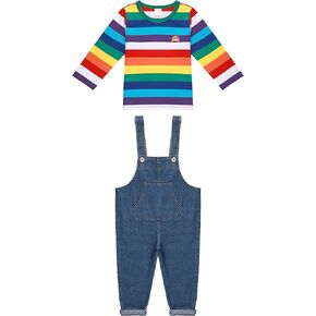 Haysandy Halloween Chuckie Costume for Kids Boy Girl Infant Toddler Adjustable Denim Pants Outfit Rainbow Long Sleeve Shirt