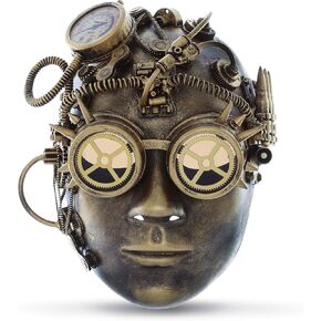 Steampunk Mechanical Human Full Mask Goggles Costume - Gold