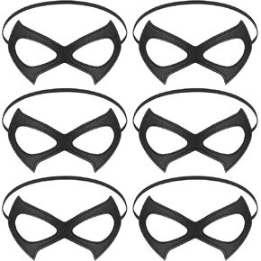 Wettarn 6 Pcs Halloween Black Cosplay Half Cat Mask Cat Eye Costume Mask Faux Leather Mask Fancy Dress Face Costume Accessory
