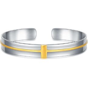 Cross Bracelet for Men 925 Sterling Silver Adjustable Cuff Bangle Bracelet Classic Cuff Cross Bracelet Religious Jewelry for Men Women