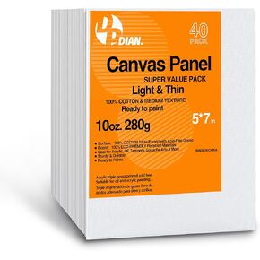 Canvas Boards for Painting 40 Pack, 5 x 7 inch Super Value Pack, Artist Canvas Panels for Oil & Acrylic Painting