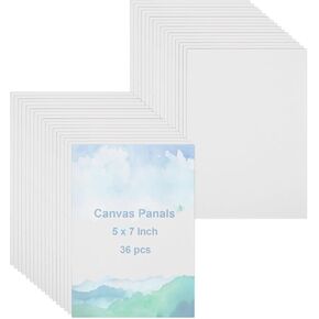 36PCS 5x7 Inch Canvases for Painting, White Blank Canvas Boards for Painting, Blank Canvas Panels for Oil Acrylic Watercolor Paint