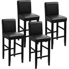 OMISTAR 4 Pcs Bar Stool Covers, Waterproof Stretch PU Leather Chair Covers, Removable Stool Slipcovers, Bar High Chair Covers with Elastic Bands, Washable Pub Chair Covers