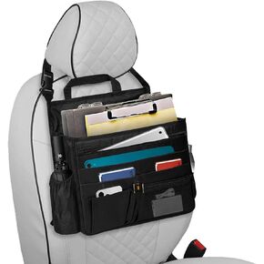 Front Seat Car Organizer, Adjustable Passenger Back Seat Organizer, with Special Tablet Mounting Strap, Truck Seat Organizer with Cup Holders for Delivery Driving, Office