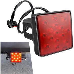 Fogfar 1 PC Car Brake Light, 3.26" x 3.26" 15LED 2500LM 6500K Square ABS Housing Tow Mount Tail Light Running Light, Multifunctional Lighting Accessory, Suitable for Most Cars, Trucks, SUVs (Black)