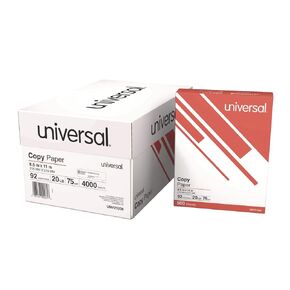 Universal Printer Copy Paper Convenience Carton, 92 Bright, 20 lb Bond Weight, 8.5 x 11, White, 500 Sheets/Ream, 8 Reams/Carton