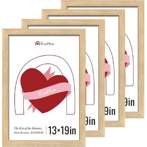 13x19 Picture Frame set of 4, Natural Oak Wood Poster Frame, Wall Hanging
