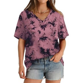Aokosor Womens T Shirts V Neck Short Sleeve Casual Loose Tees Tops 2024 Trending Now