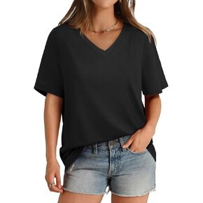 Aokosor Womens T Shirts V Neck Short Sleeve Casual Loose Tees Tops 2024 Trending Now