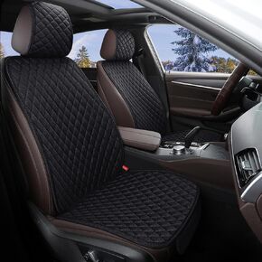 Linen Car Seat Cover Front Seat Covers Soft & Breathable Front Premium Covers with Non-Slip Protector Universal Fits Most Automotive, Vans, SUVs, Trucks (2Pcs Grey)